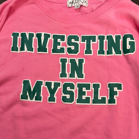 Wildfox sweatshirt top Vibrant Pink investing in myself - Picture 3 of 4